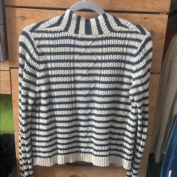 Striped Women's Sweater - Navy and White - Picture 3 of 5